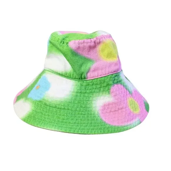 Dolls Kill NGOrder Green Pink Flower Sky Print Denim Fisherman Hat Wide Brim NWT Dolls Kill Dolls Kill NGOrder Flower Sky Print Denim  main image 2